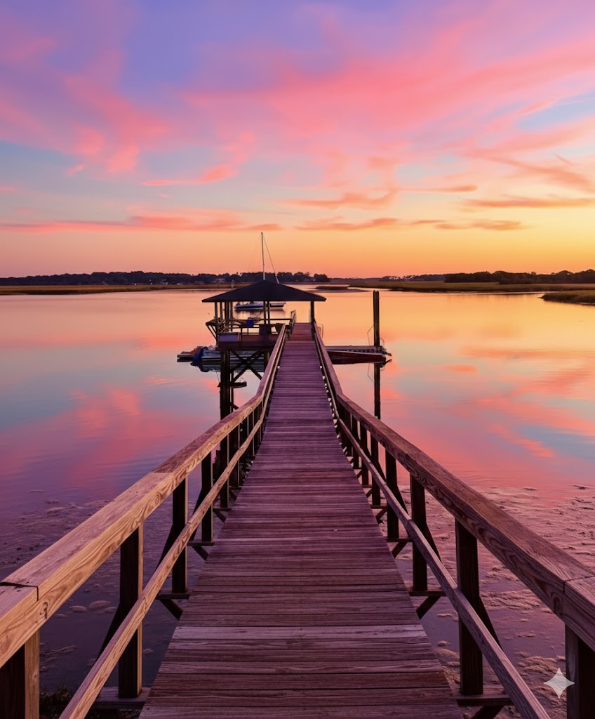 Lowcountry marsh glowing gold in November sunlight near Bluffton and Hilton Head Island